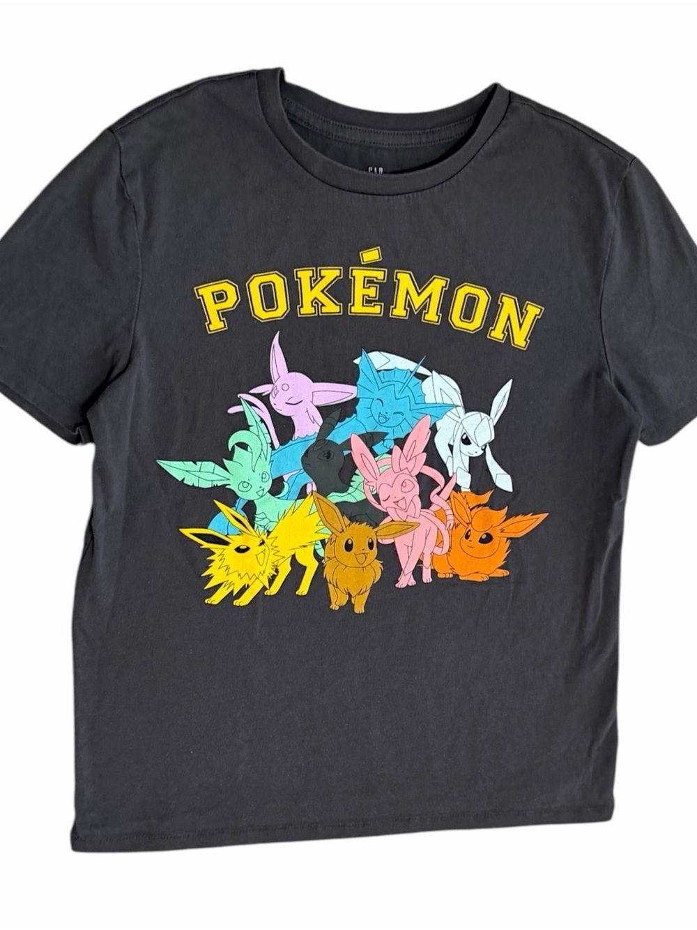 GAP X Pokémon Eevee Evolutions Graphic Tee Dark Gray Boys Size Large